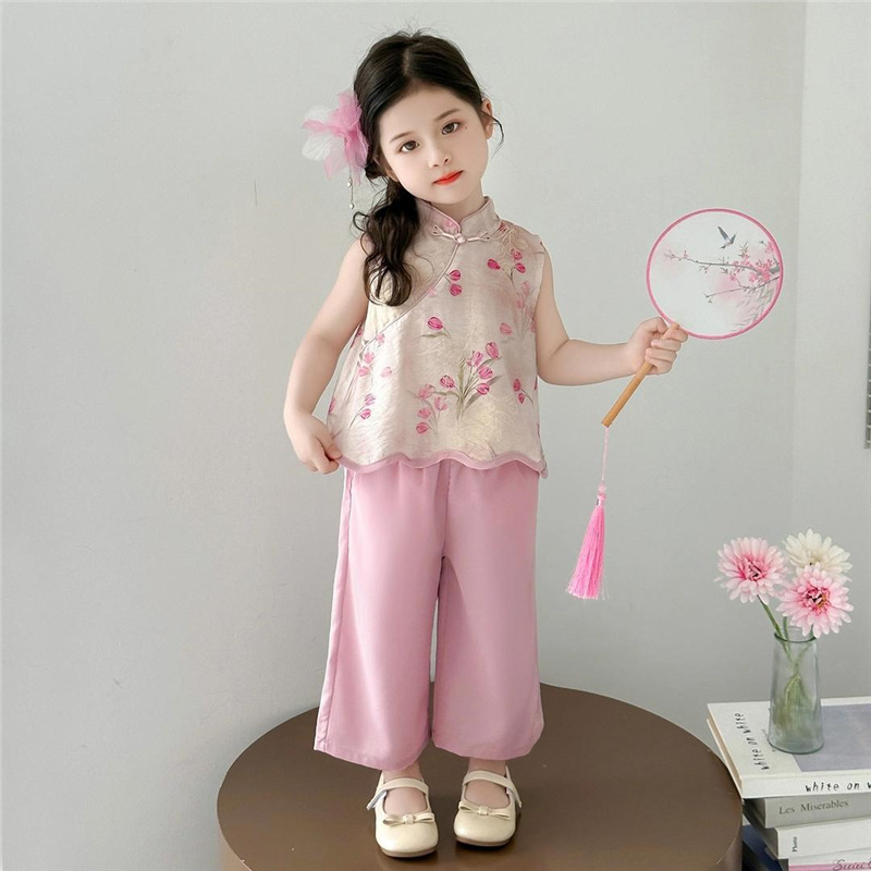 国潮女童夏季国风套装2025新款儿童薄款衣服女宝宝夏装女孩新中式汉服图