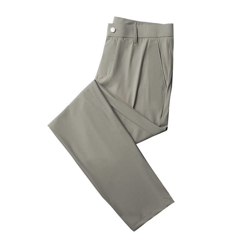 Ice silk dress pants for men, summer thin, high-elasticity, breathable business casual straight-leg pants, work long pants, trendy air-conditioned pants Item Picture