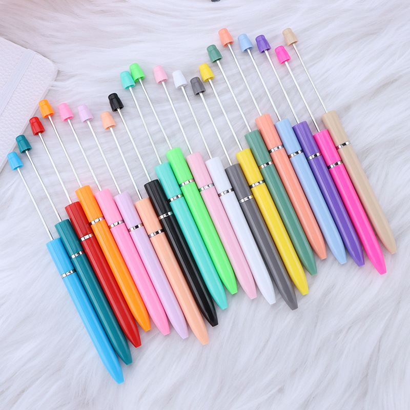 Wholesale Creative Diy Plastic Beaded Pen Ballpoint Pen Hand-Beaded Can Print Personalized Beaded Ballpoint Pen Specification drawing