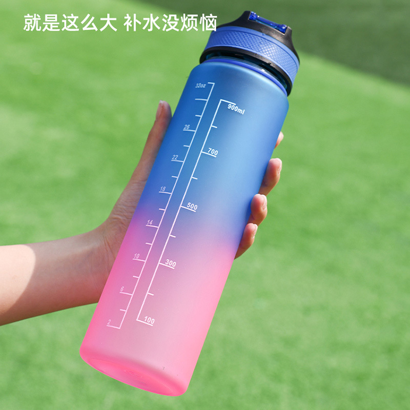 2023 Gradient large-capacity sports, fitness, outdoor and travel water Bottle, portable and popular large-bellied plastic water cup details Picture