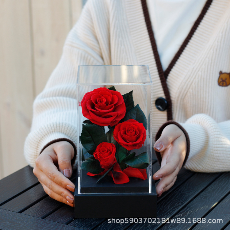 妇女节礼物亚克力批发送女生玫瑰花礼盒小王子母亲节永生花成品