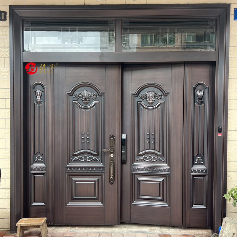 Original manufacturer zinc alloy gate, double door, copper imitation door, villa, rural self-built house, courtyard villa entrance door Specification image