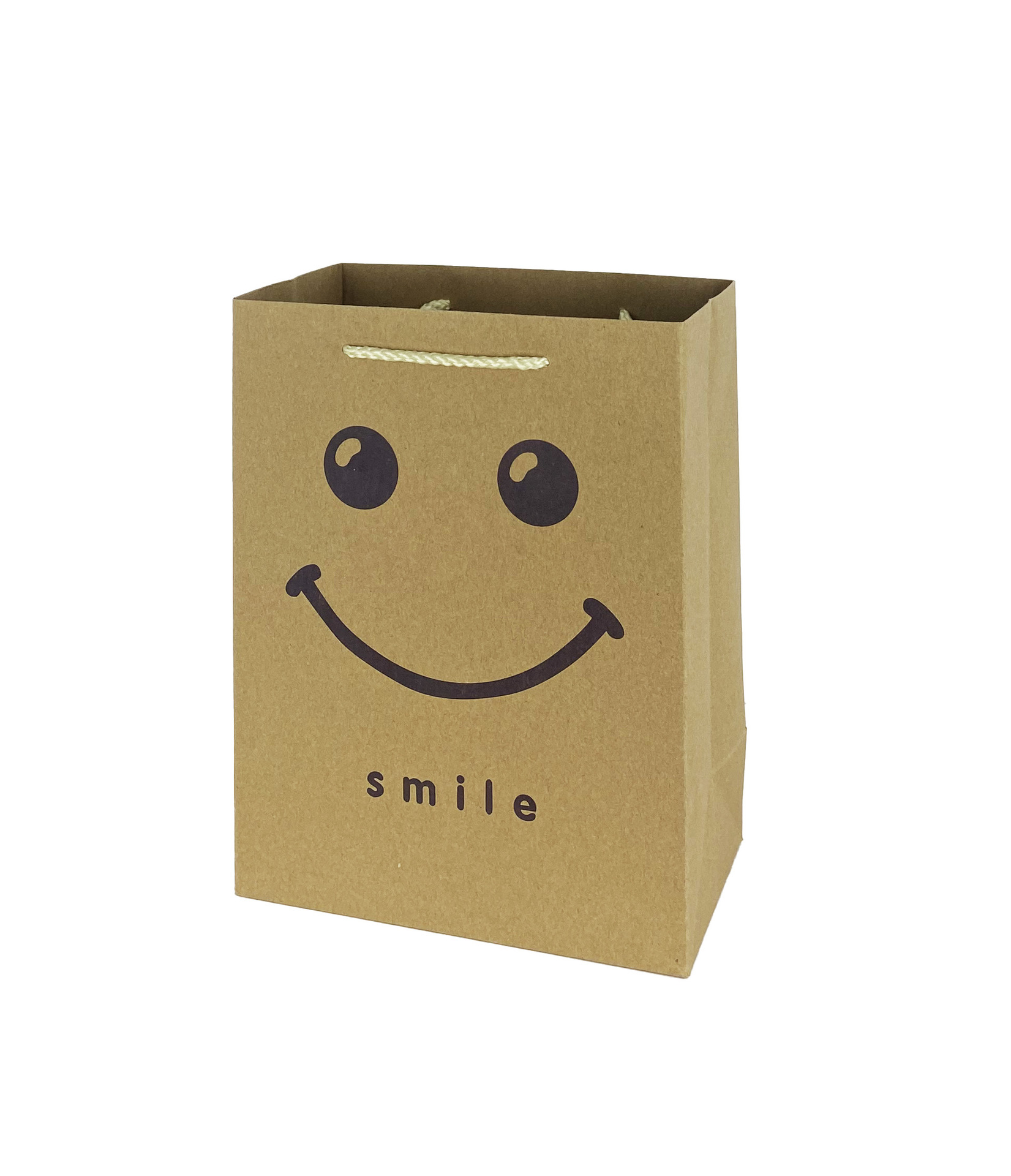 Baisite Packaging's new cute cartoon smiling kraft paper tote bags and kraft paper gift bags are factory direct sales, in stock and available for wholesale across borders Specification image