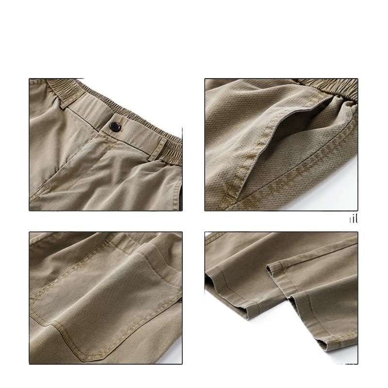 Spring and summer thin casual pants for men, elastic elastic tight waist, loose straight leg, drape, long sport pants, solid color summer pants Item Picture