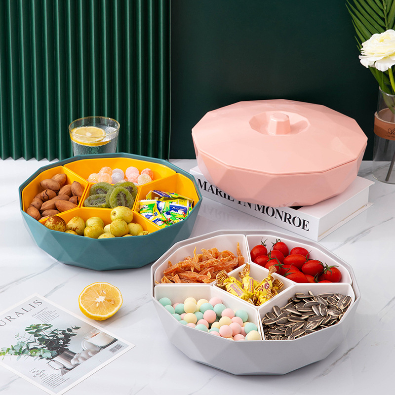Candy Box Nordic Light Luxury Fruit Tray Creative Living Room Household Division With Lid Dried Fruit Box Nut Snack Storage Box