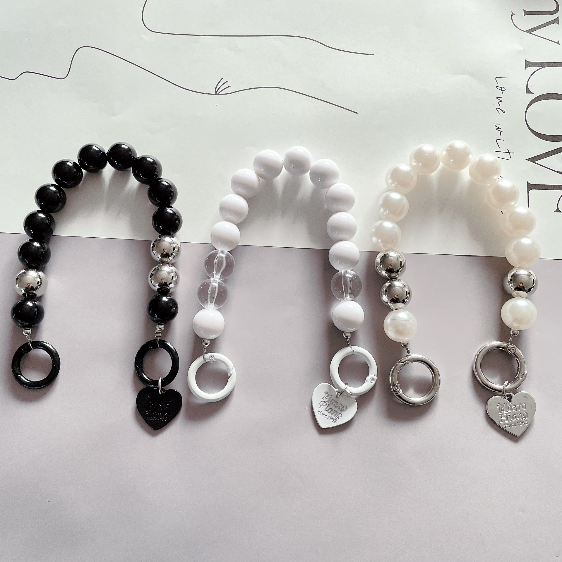 Love Pearl Pendant Diy Mobile Phone Case Chain Luggage Extended Chain Accessories Hanging Ornaments Anti-Fall Hand Chain Bag Specification drawing