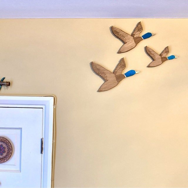 Cross-Border New 1950'S Advanced Sense Flying Duck Wall Hanging Wood Duck Decorative Wall Decoration Pendant Wood Crafts Wholesale Specification drawing