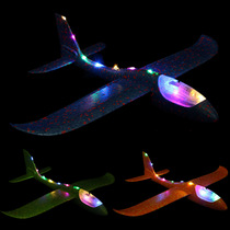 Children's outdoor toy Luminous foam aeroplane hand throw glider crash resistant body light gyroplane boy