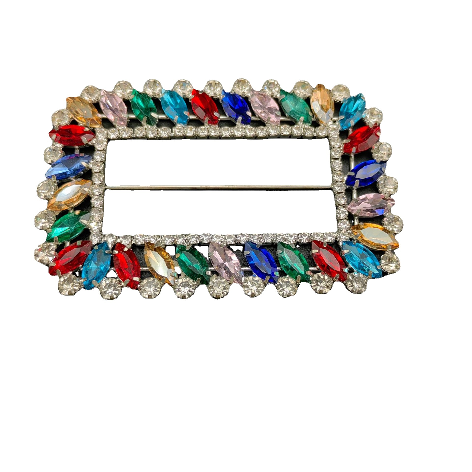 长方水钻三档白底实物图