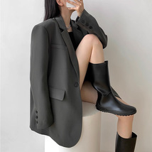 网红2023春秋新款高级设计感女士黑色休闲小西装外套女宽松气质版