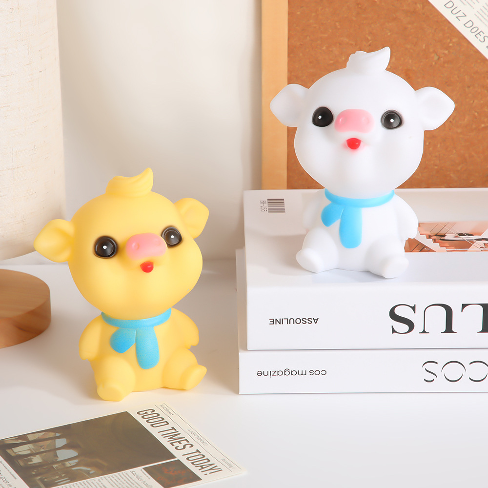 Creative and cute little chubby pig night lights, children's bedroom bedside illuminated ornaments, popular night market selling toys at street stalls details Picture