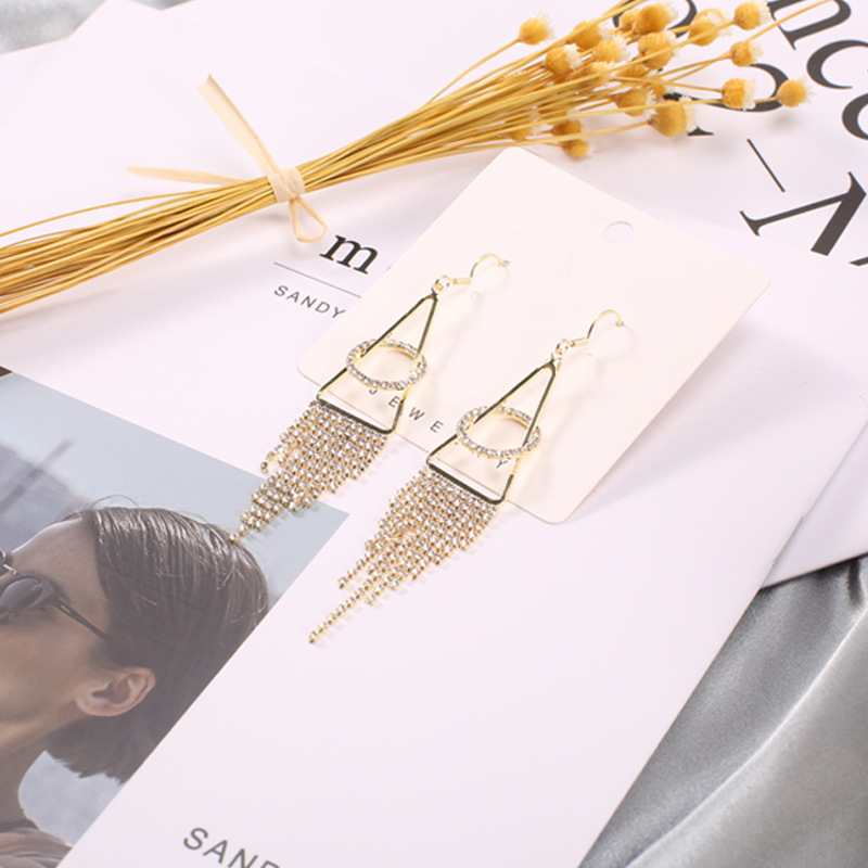 Creative Design 2021 European and American Cross-border Earrings, rhindiamond copper accessories, Welded, fashionable, elegant and simple earrings for women details Picture