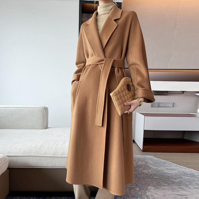 European Palace Grade 100 Pure Cashmere Loose Double-Sided Cashmere Coat Women's Mid-Length New Model For Autumn And Winter 2024