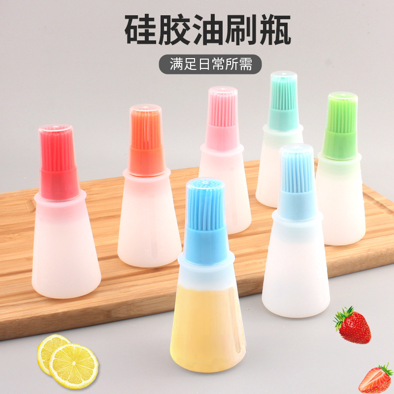户外烧烤油瓶刷硅胶油瓶刷带盖带刻度油壶酱料刷子烘焙工具