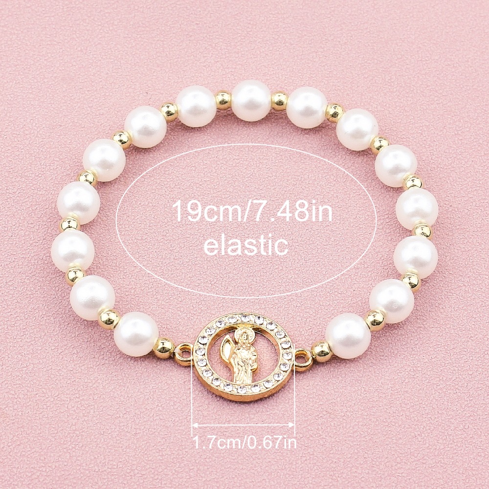 European And American Foreign Trade Amazon Shein Hot St. Jude Diamond Death Bracelet Women's Pearl Elastic Prayer Bracelet Manufacturers Wholesale Application Scenario