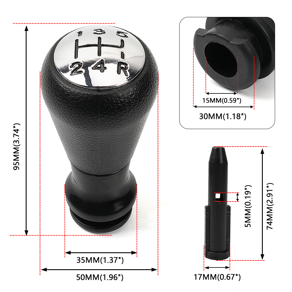 Car Shift Head For The Logo 206 207 307 Citroen 5-Speed Shift Handle Wave Stick Head Shift Head Gear Put The Head Cover On Sale details Picture