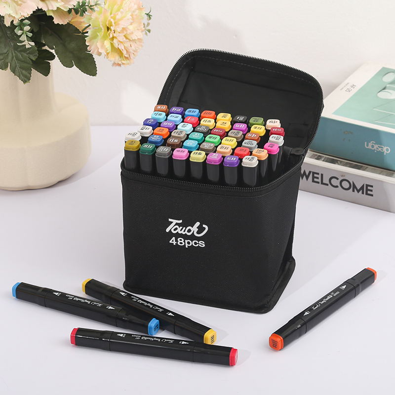 touch double-headed 24-color marker pen set, 80-color and 48-color oil-based children's watercolor pens for schoolchildren Specification image