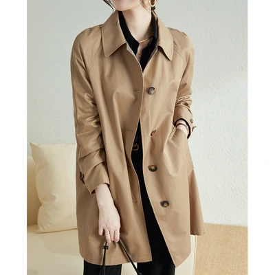 Japanese Khaki Trench Coat For Women 2024 Spring And Autumn Women Wear A Korean Version Of All Casual Mid-Length Coat