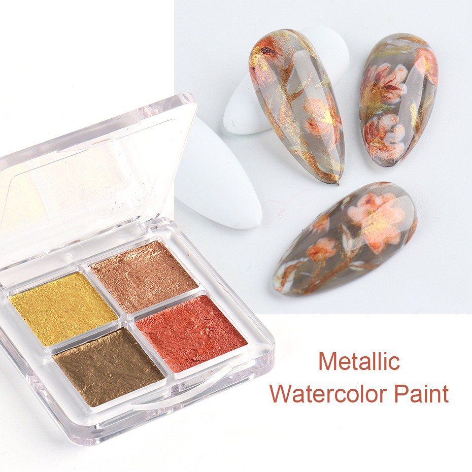 Cross-border new Japanese nail art solid watercolor paint box set pearlescent yellow nail paint nail shanilak details Picture