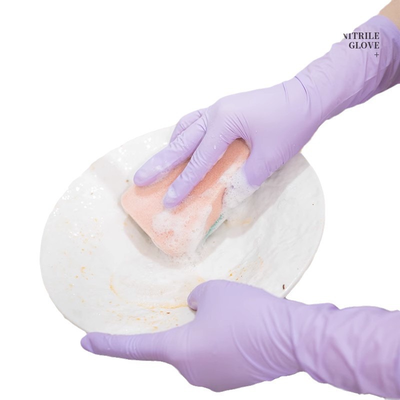 One piece of Daifa Taineng disposable pure nitrile protective gloves for food, catering, kitchen cleaning, nitrile lengthened and thickened Item Picture