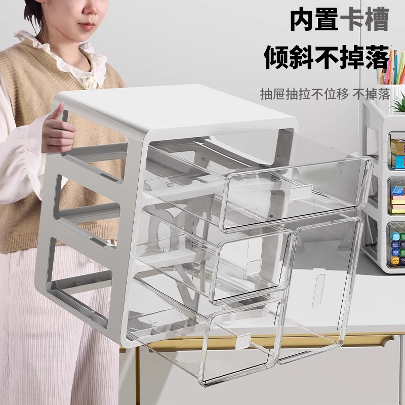 Desktop storage box, drawer-type office workstation wonder, stationery and sundries storage rack, desk dust-proof organizing box Specification image
