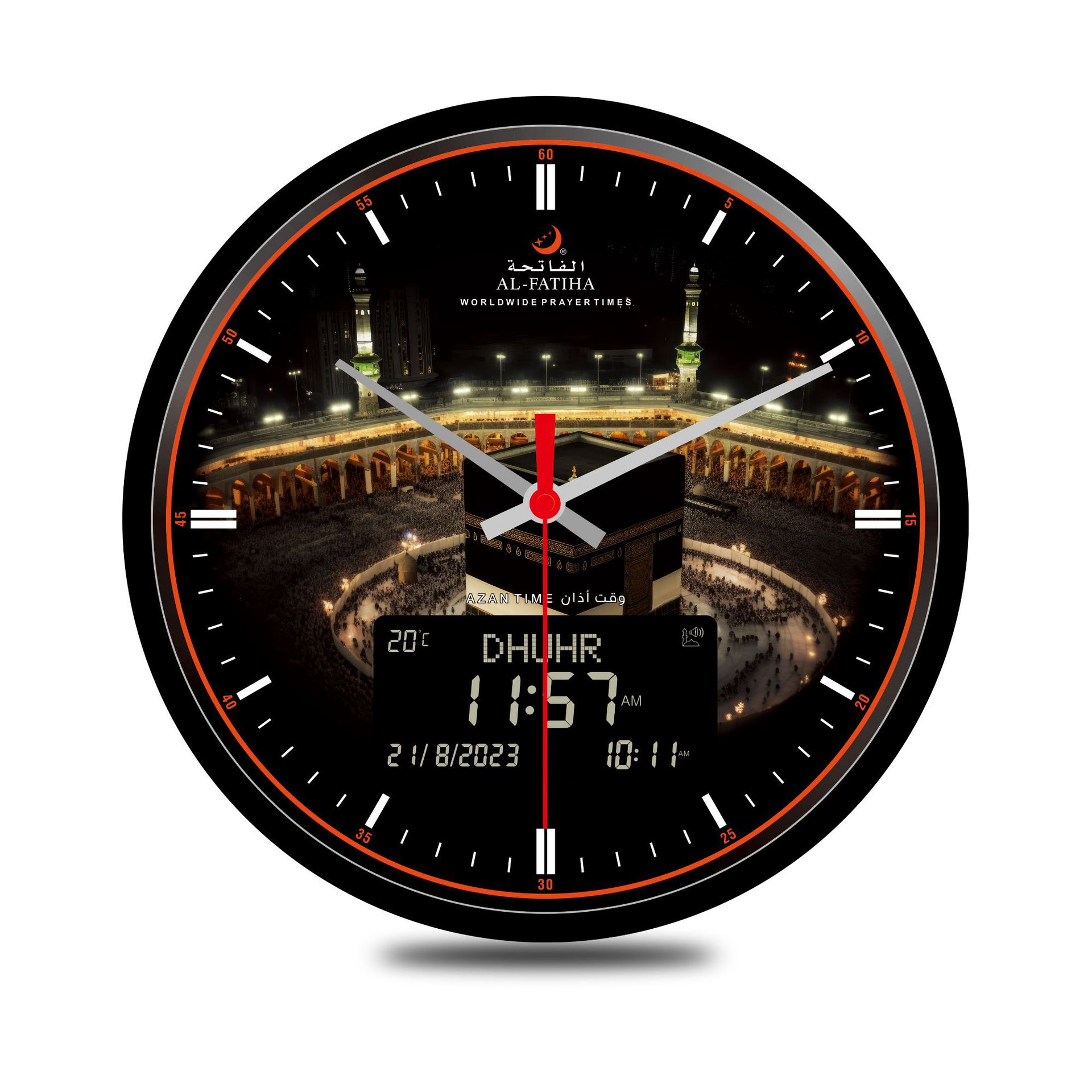 FAJ-360直径330mm圆形LCD加指针显示电子闹钟厂家直销athan clock