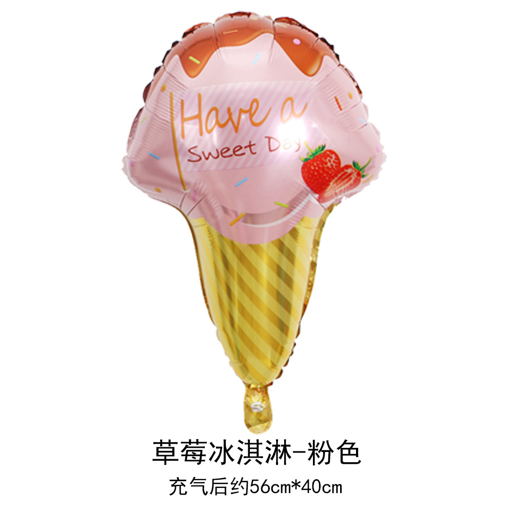 Doughnut ice cream aluminum film balloons, summer dessert-shaped balloons, birthday party restaurant decoration balloons Item Picture