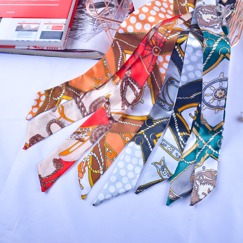 Silk Scarf Wholesale Manufacturers Bind Long Small Silk Scarf Packaging Gift Box Accompanied By Gift Bag Silk Scarf Decorative Ribbon Silk Scarf details Picture