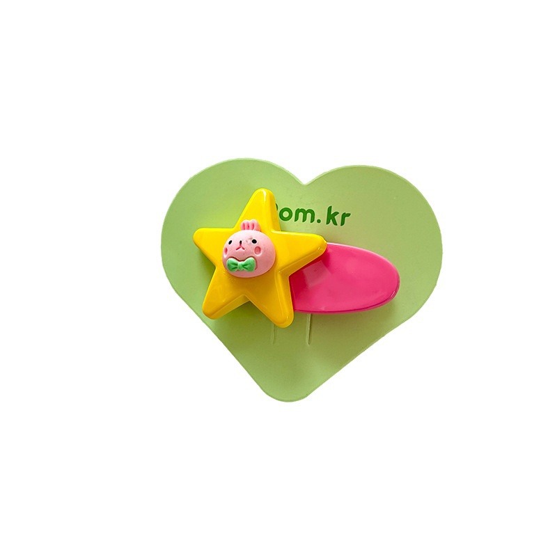 New cartoon cute bear creative five-pointed star duckbill clip, bangs clip, bb clip, children's versatile hair accessory that won't damage hair Item Picture
