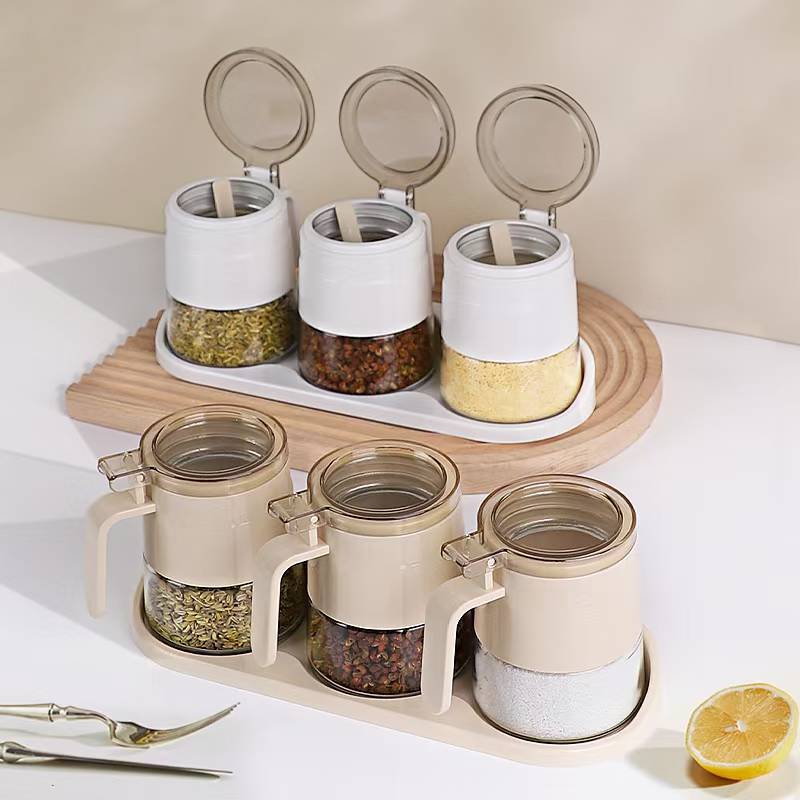 简约大气调味盒轻奢玻璃三组调味盒轻奢调料大容量调味盒