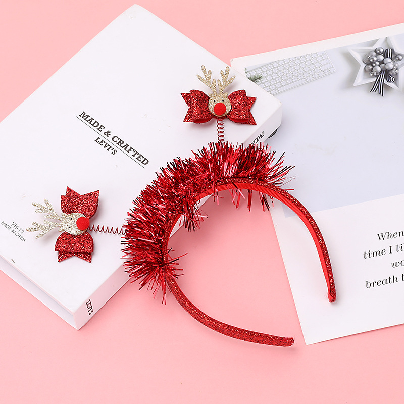 Qiwei Accessories Exclusive Qiwei Accessories Exclusive New Christmas ball feather Silk Hair band, white snowflake light hair accessory, fairy foot upside-down headband handicraft details Picture