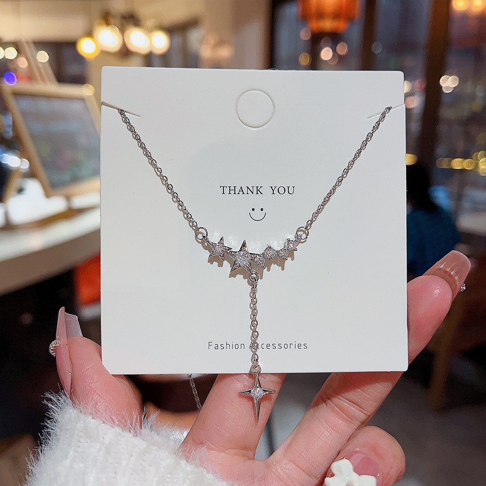 Personality Design Full Star Necklace Small Luxury Temperament Micro Inset Zircon Pendant Female Senior Sense Clavicle Chain Wholesale details Picture