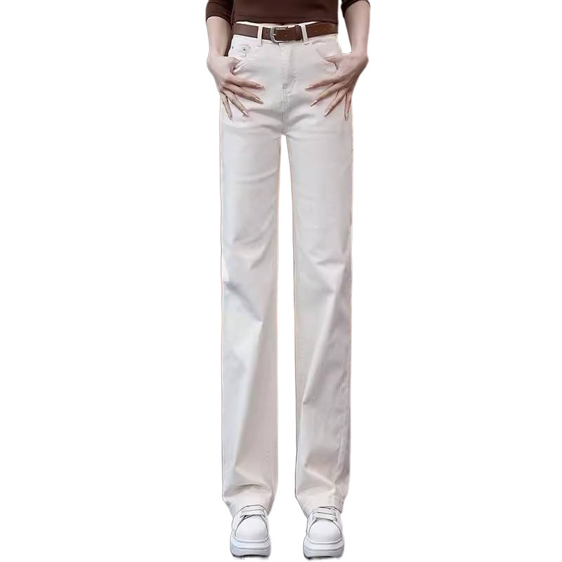 Stretch straight-leg jeans for women 2025 Spring and Autumn new style, high-waisted loose, versatile, casual and slimming narrow version wide-leg pants Item Picture