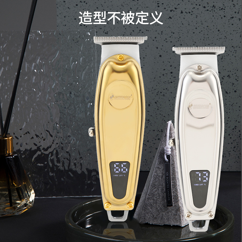 跨境液晶理发器批发专业发廊小型理发推电推剪金属理发剪油头推剪SHINON 