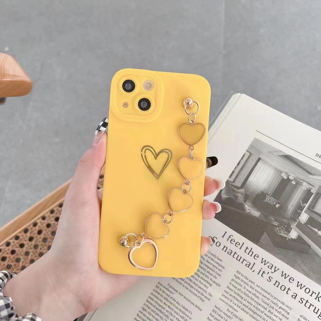 Cross-border application Love bracelet for 14promax phone case 14plus female 13 Fine hole XSMAX new x female details Picture