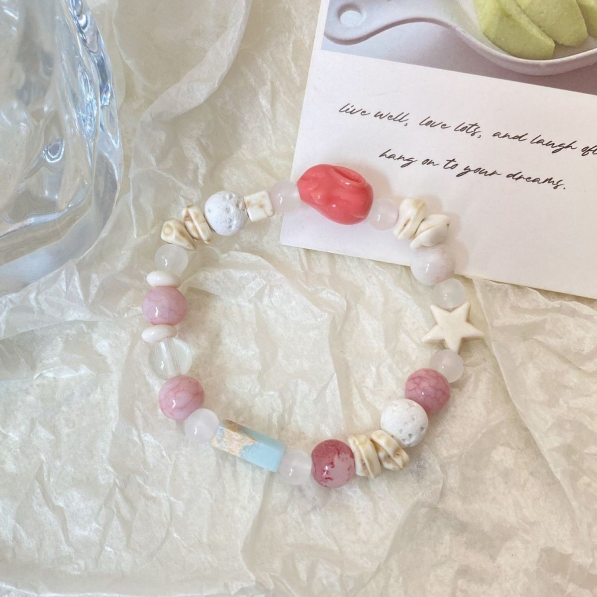 Dopamine Lingtu Wish Bracelet Four-piece Macaron Super Fairy Strawberry Rabbit Women's High-end Chinese all-rounder Jewelry Specification image