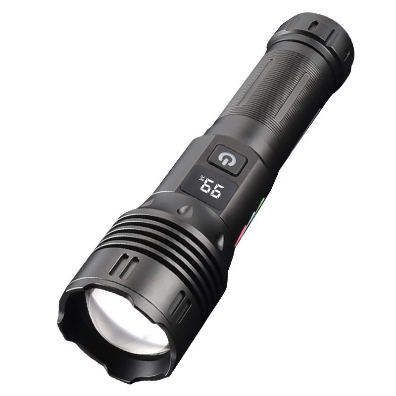 New high-intensity zoom long-range flashlight, USB charging digital display white laser flashlight, outdoor lighting flashlight Item Picture