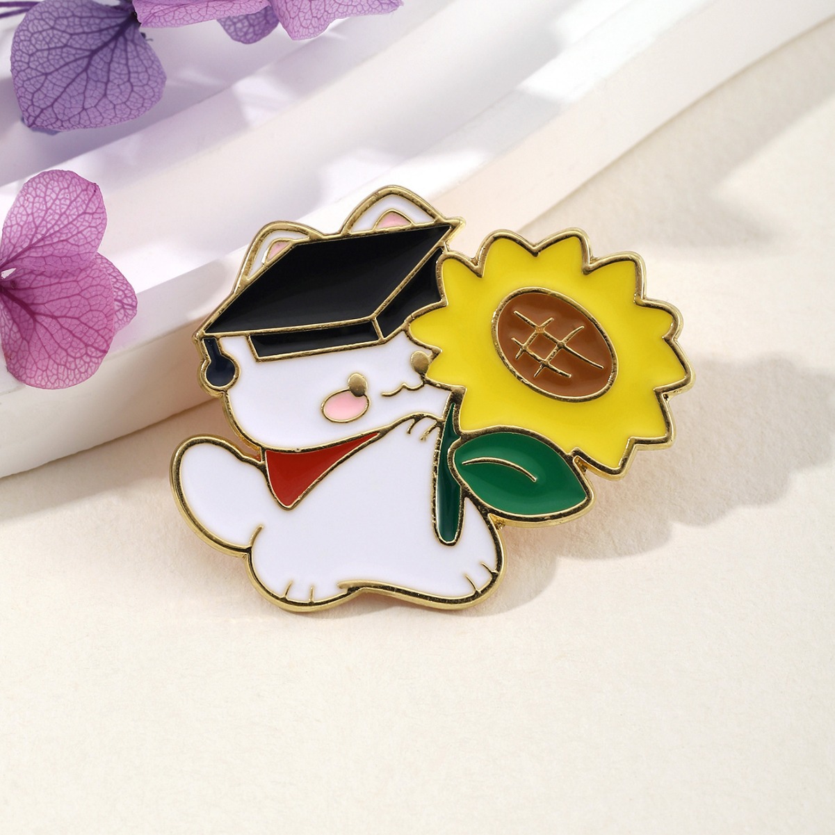 Win The Cat Student Exam Cheer Brooch 33*27Mm Graduation Season Gift Metal Badge details Picture