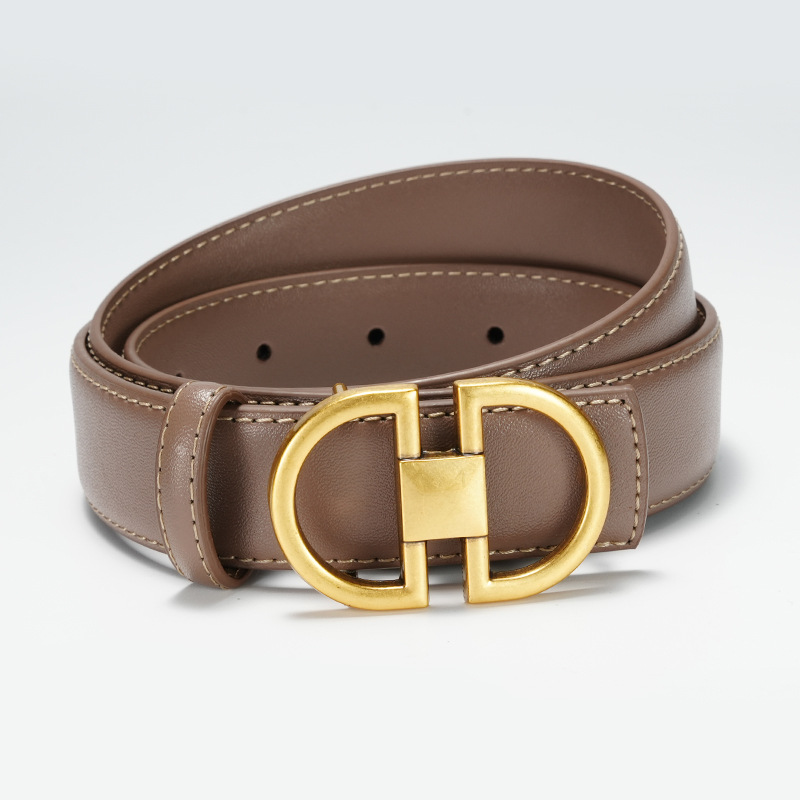 女士腰带双面真皮平滑扣高品质束腰带配连衣裙装饰纯牛皮皮带女潮详情18