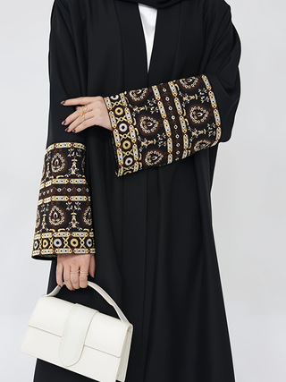 093 Fashion Women's New Cross-Border Middle East Dubai Muslim Patchwork Embroidery Cardigan Robe Spot Item Picture