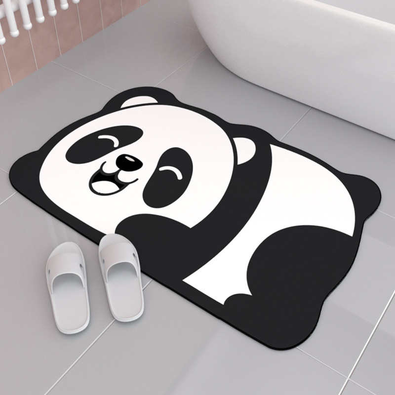 包邮 卡通熊panda浴室进门地垫橡胶吸水脚垫卫生间速干硅藻泥软垫详情图1