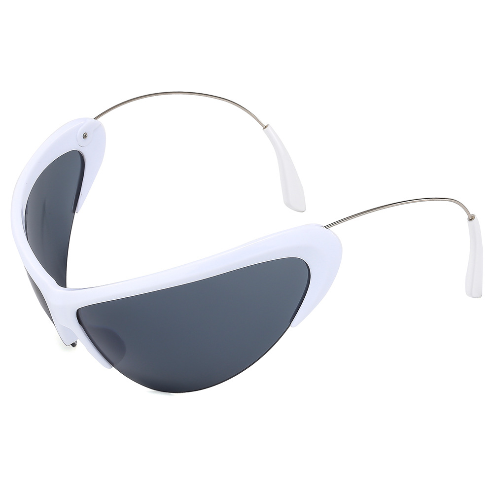 European and American hip-hop half-frame sunglasses, fashionable and trendy party sunglasses, metal legs, unisex, disco outfit glasses Specification image