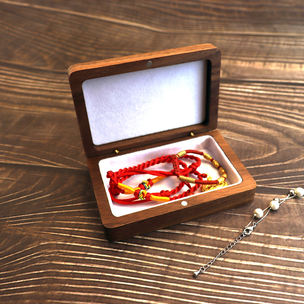 Solid wood rectangular small jewelry, bracelet, necklace, pendant, accessory, jewelry storage, black walnut packaging, jewelry box Specification drawing