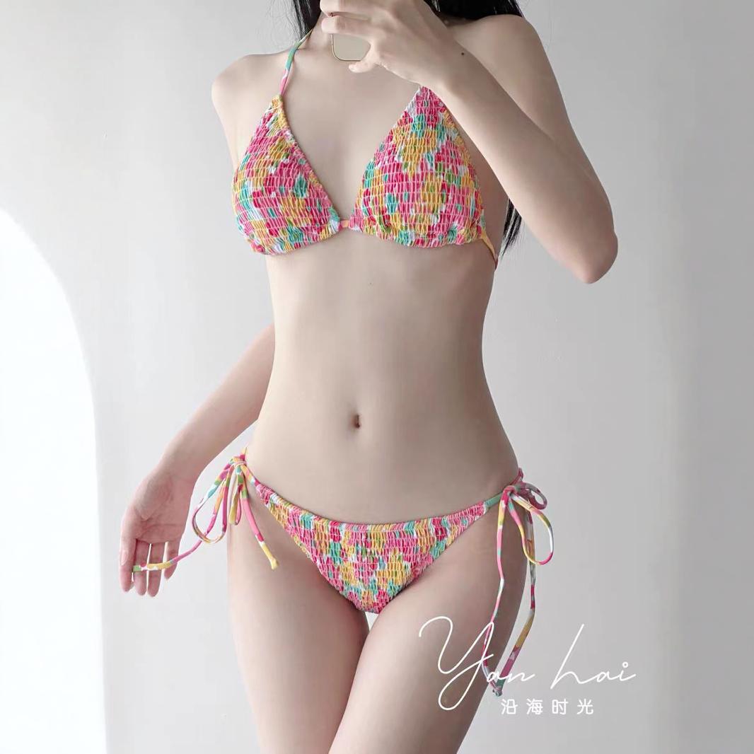 2024 New Europe And The United States Hot Selling Fashion Women's Pleated Bikini Fashion Set Specification drawing