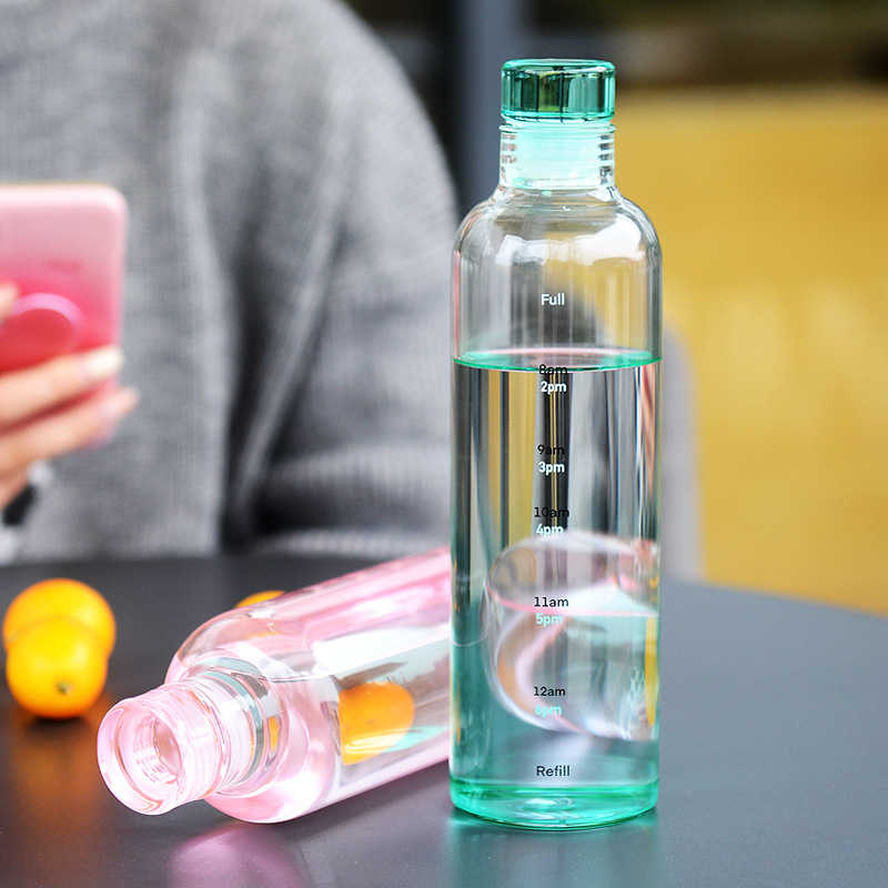 Student Creative Time Scale Water Cup Outdoor Portable Sports Water Bottle High Borosilicate Large Capacity Glass Only For Foreign Trade Export Only For Foreign Trade Export Only For Foreign Trade Export Only For Foreign Trade Export Only For Foreign Trade Export Only For Foreign Trade Export Specification drawing