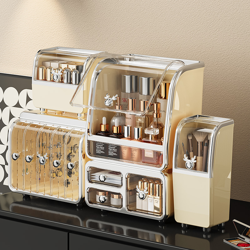 New cosmetic storage box Advanced desktop transparent dust cover lipstick skin care jewelry storage box large capacity 01237-008 Application Scenario