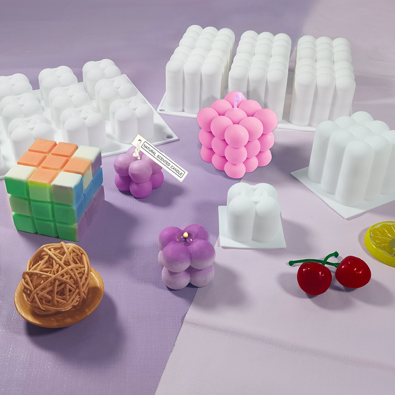 6连魔方硅胶模具创意15连魔球慕斯蛋糕模香薰蜡烛diy皂模具现货图