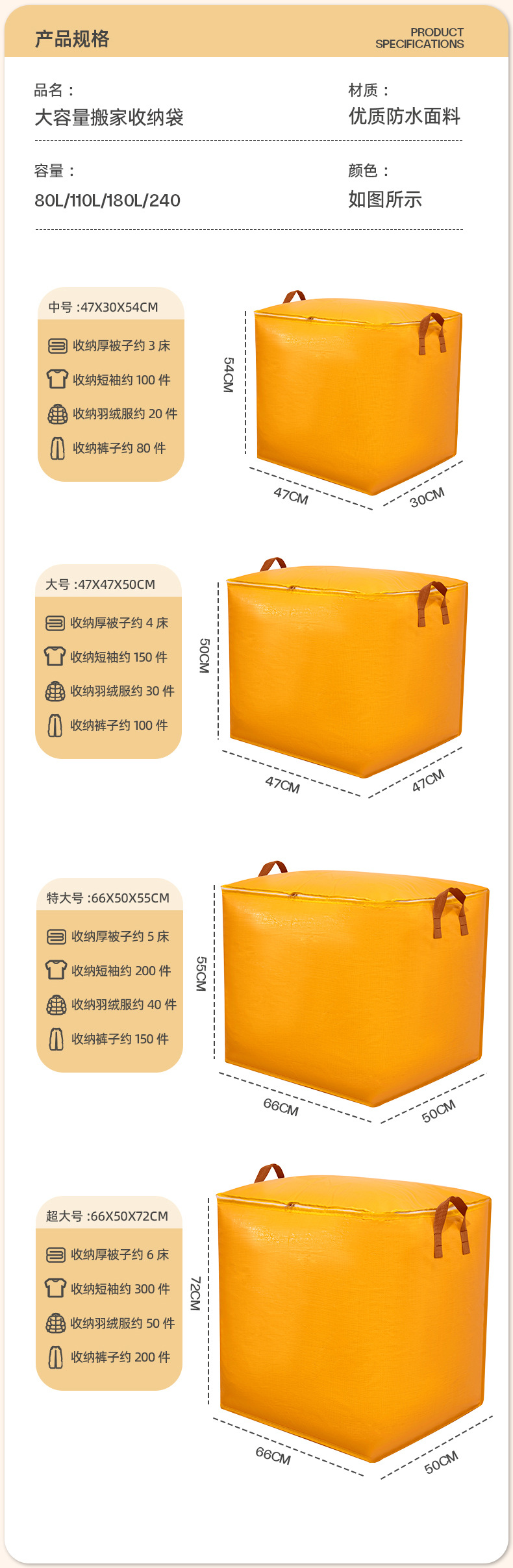 搬家打包大容量袋快递中转袋子加厚防水编织袋结实耐用整理收纳袋详情4