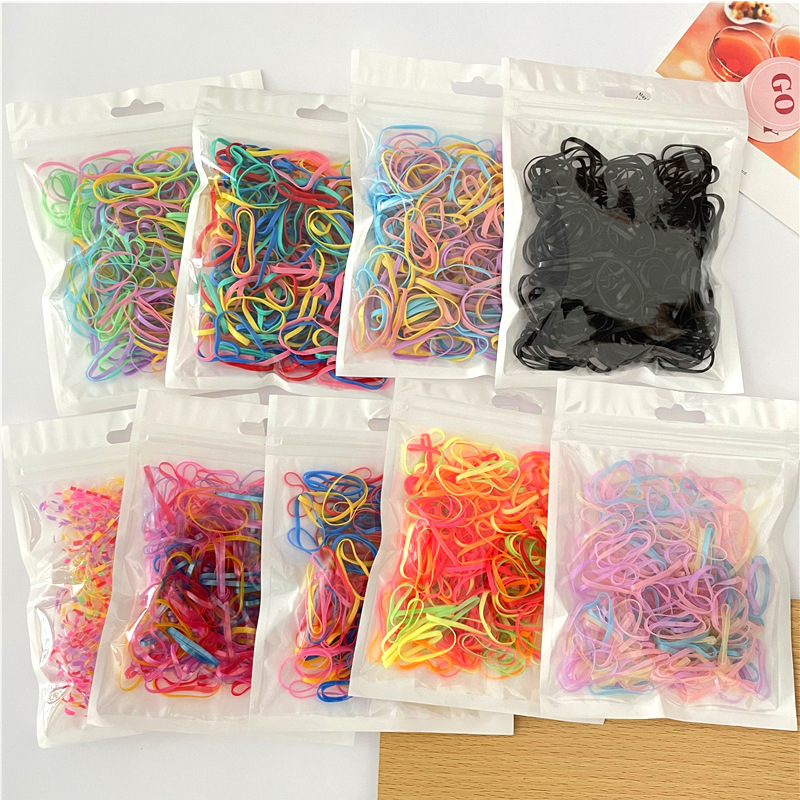 Bag Of Colored Disposable Rubber Band High Elastic Strong Pull Constant Elastic Band Girls Hair Band Basic Hair Accessories Application Scenario