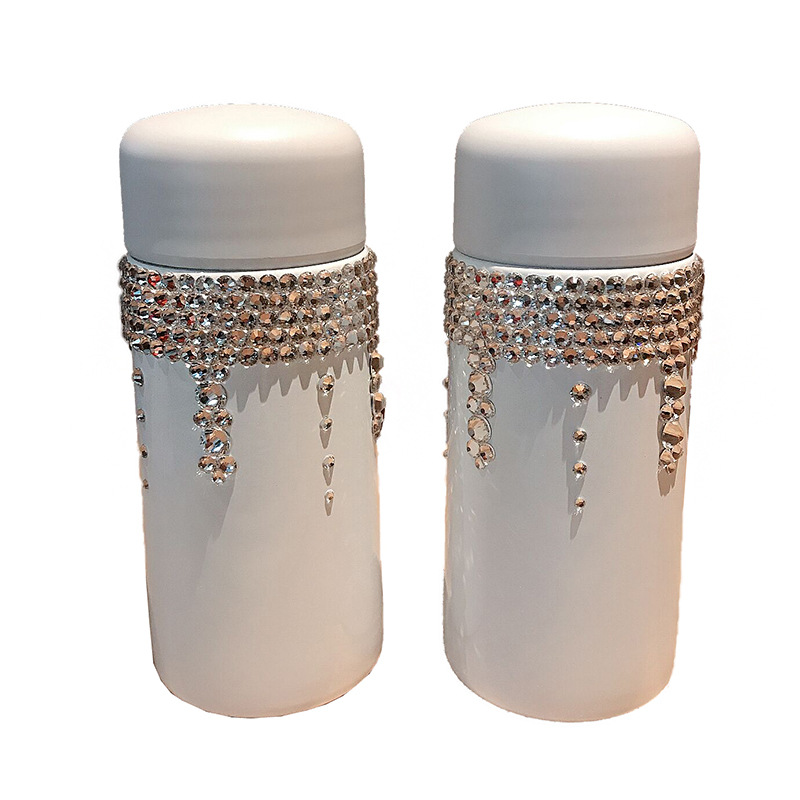 Mini Thermos Cup Rhinestone Cute Small Pocket Portable Water Cup With Diamond Personality 150Ml Lightweight Stainless Steel Female Item Picture